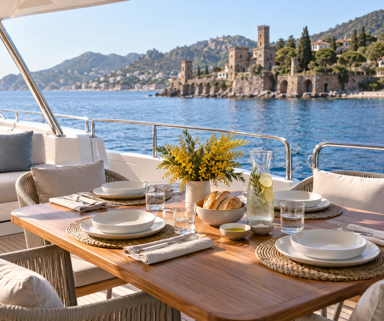 Yacht lunch and dinner in Mandelieu